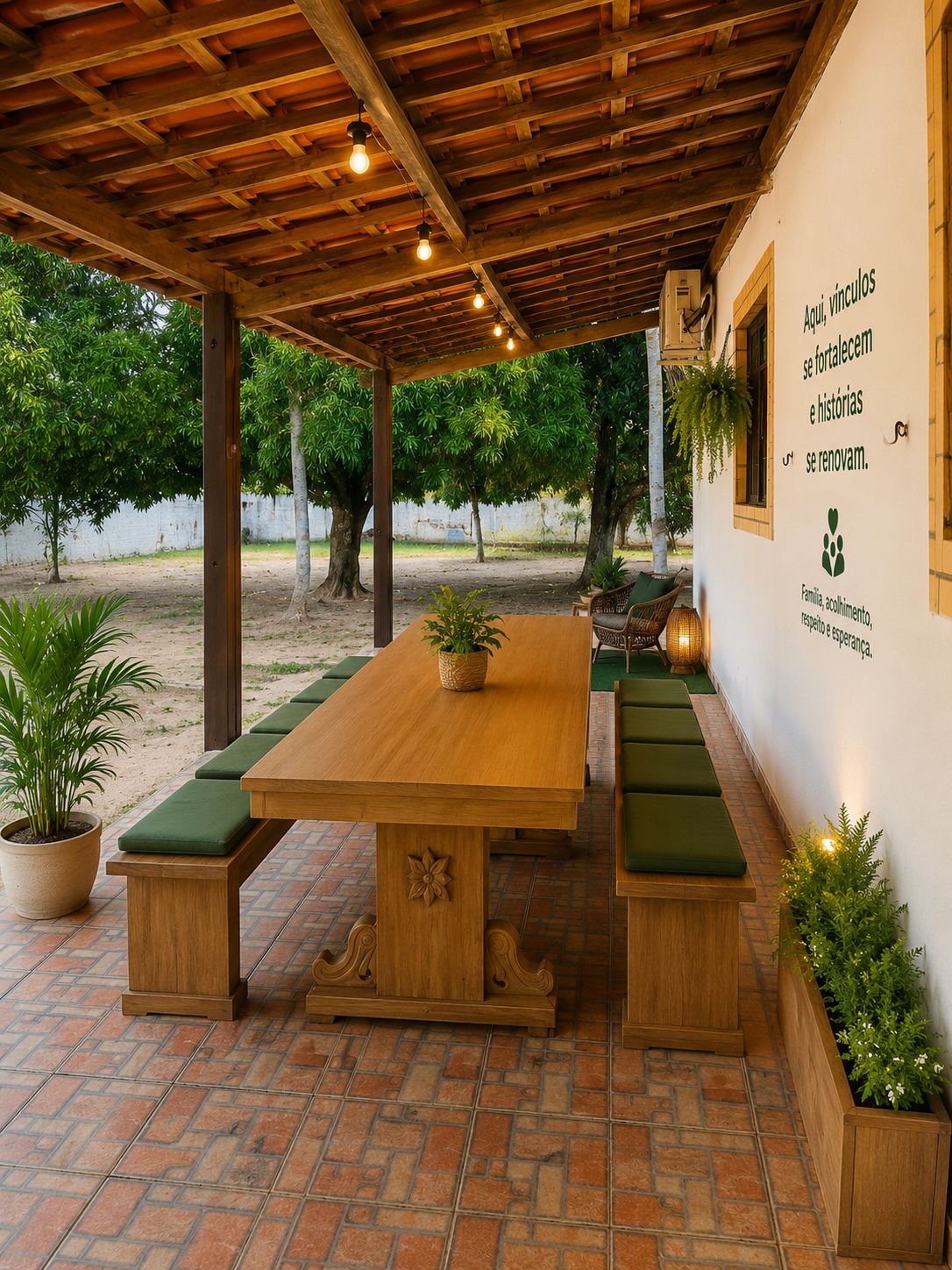 Espaço externo arborizado do CRAD